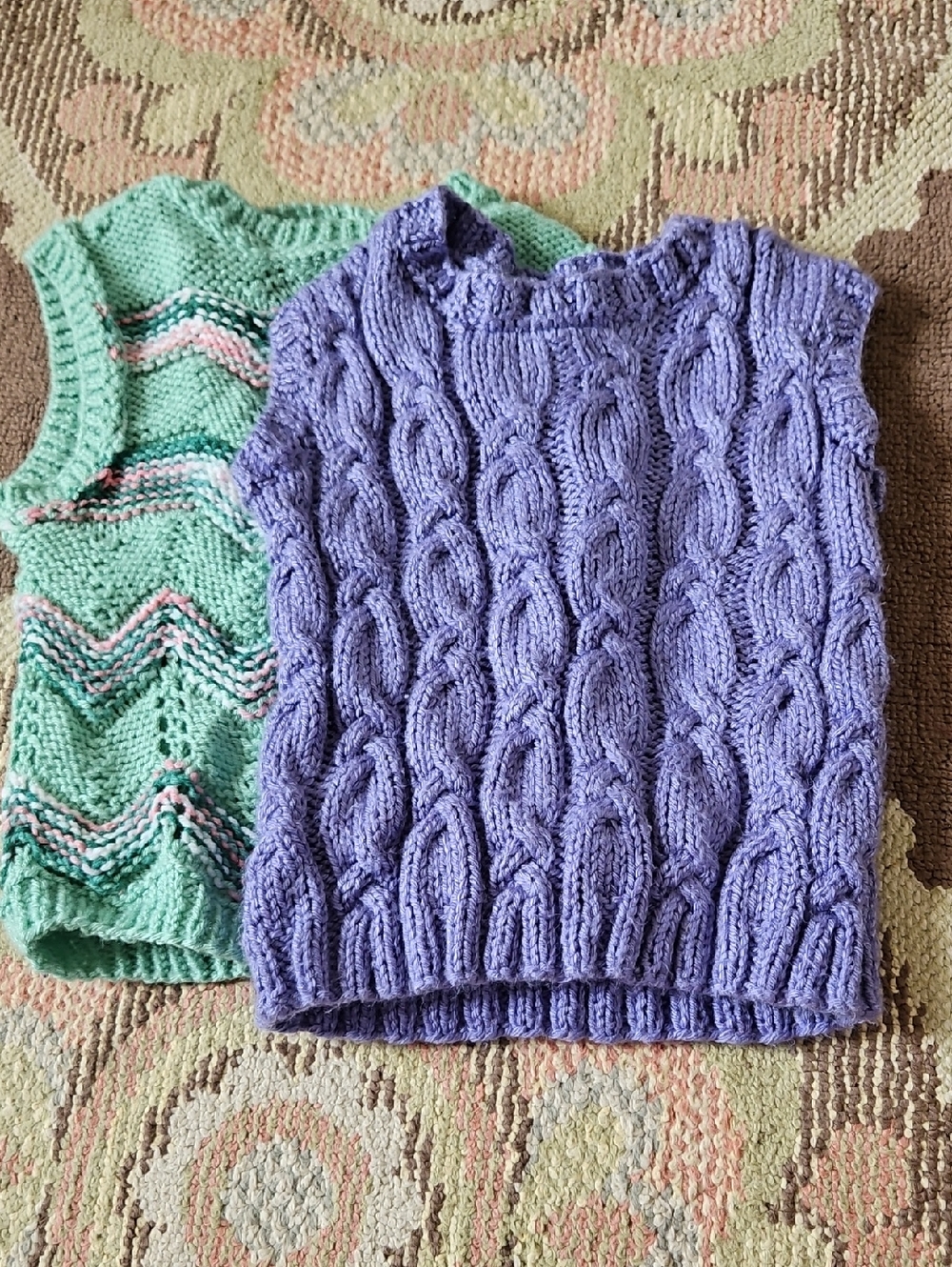 Girls' Lavender Cable Knit Sleeveless Top, Knit Vest